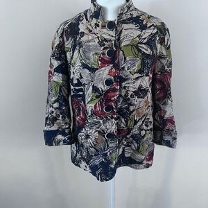 Cold Water Creek BohoChic Abstract Print Button Front 3/4 Sleeve Jacket |12P|